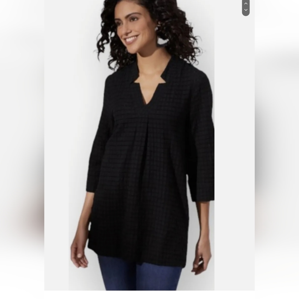 NWOT Soft Surroundings Lucie tunic lightweight black 3/4 sleeve size small